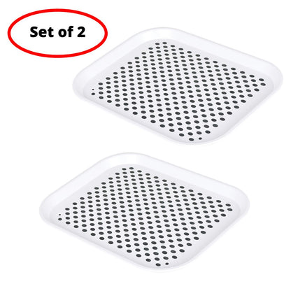 Set of 2 Anti Slip Serving Tray Non Slip Rubber Grip Surface and Bottom