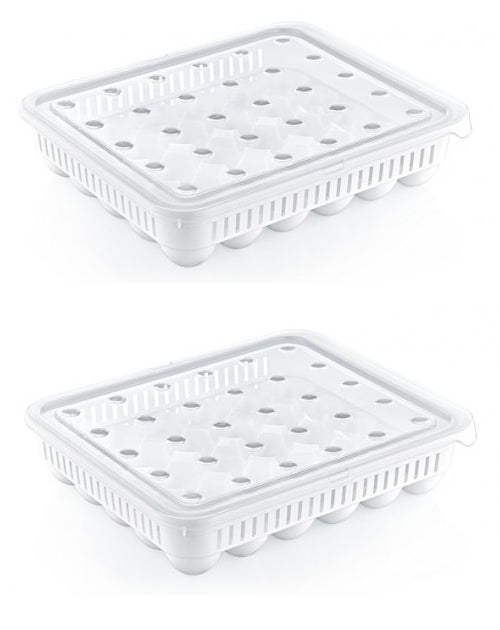 Set of 2 Portable Egg Box Egg Holder, Container, Clip Lock with Handle
