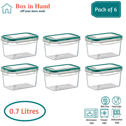 6 x (0.7 LT) Food Storage Containers Airtight Plastic Containers with Lids