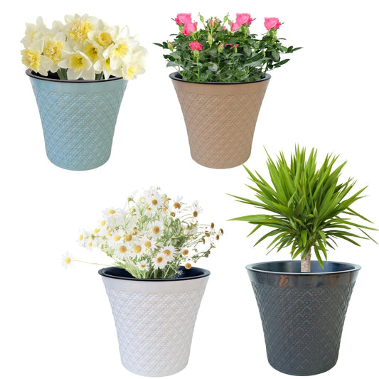 2 Litre Modern Round Shape Flower Pots Plant Pot Indoor Outdoor