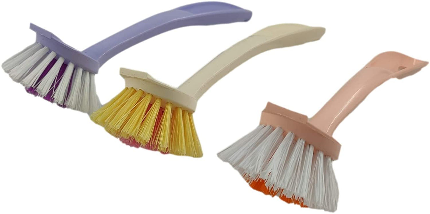 3 Dish & pan Scrubbing Brushes, Sink Brush with Hanger for Kitchen & Bathrooms