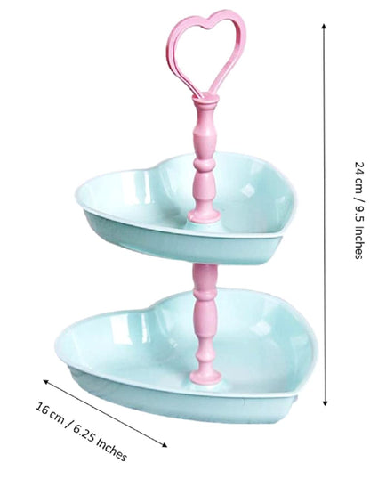 Set of Two Plastic Sweet & Mini Cupcake 2 Heart Shaped Tier Holder Tray