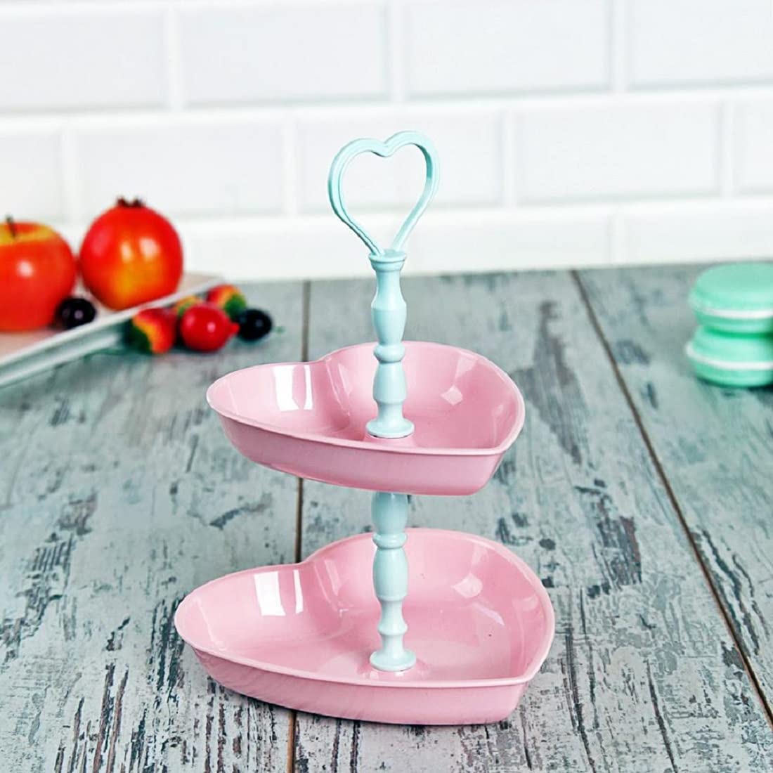 Set of Two Plastic Sweet & Mini Cupcake 2 Heart Shaped Tier Holder Tray