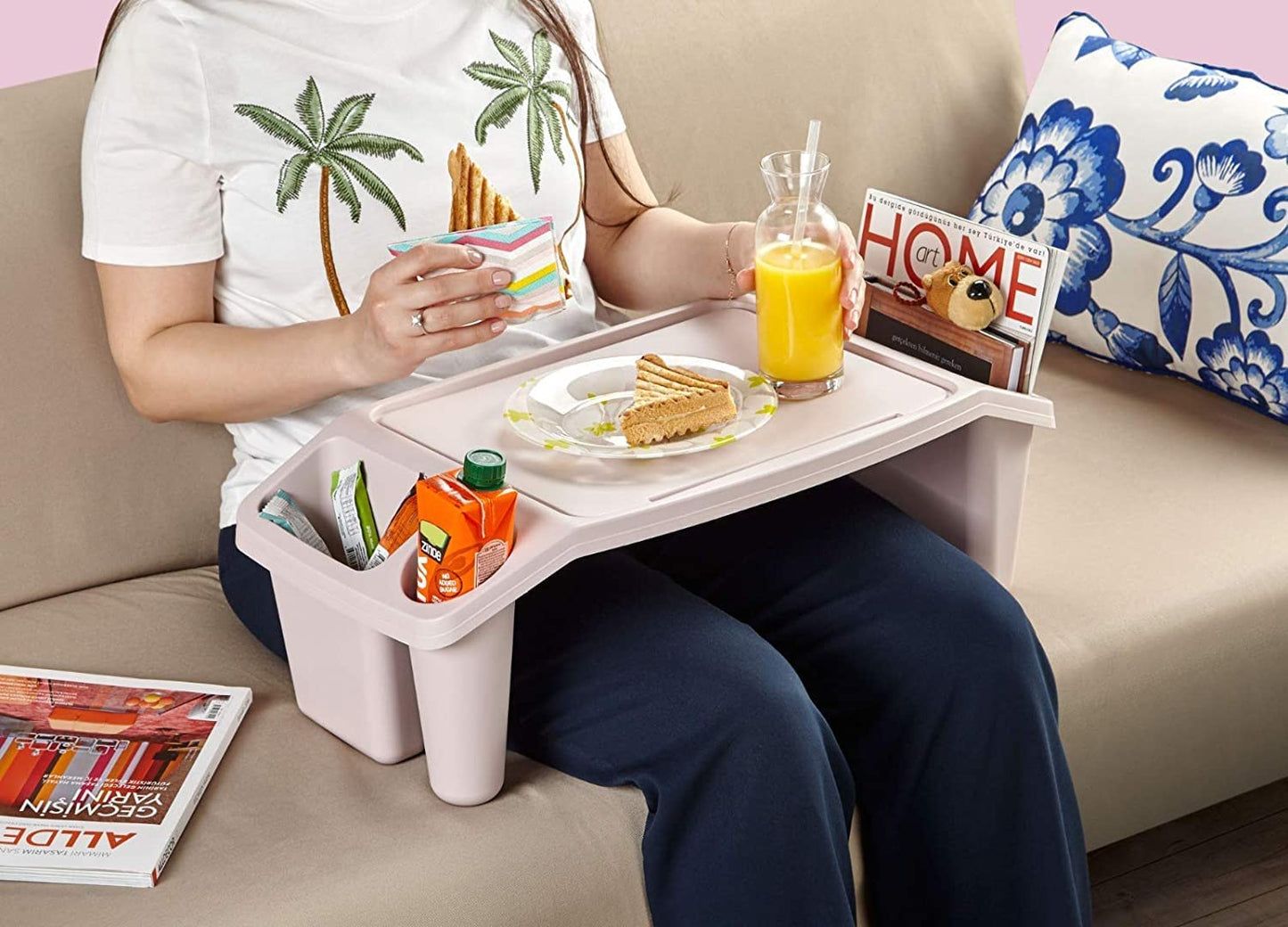 Lap Tray Desk for Bed and Sofa with Compartments Table for Laptop and Breakfast