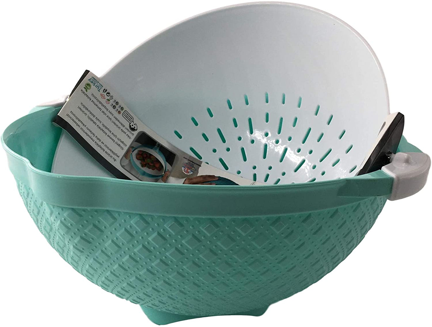 2 in 1 Strainer Colander Rotatable Bowl, Washing Veg, Fruit Basket