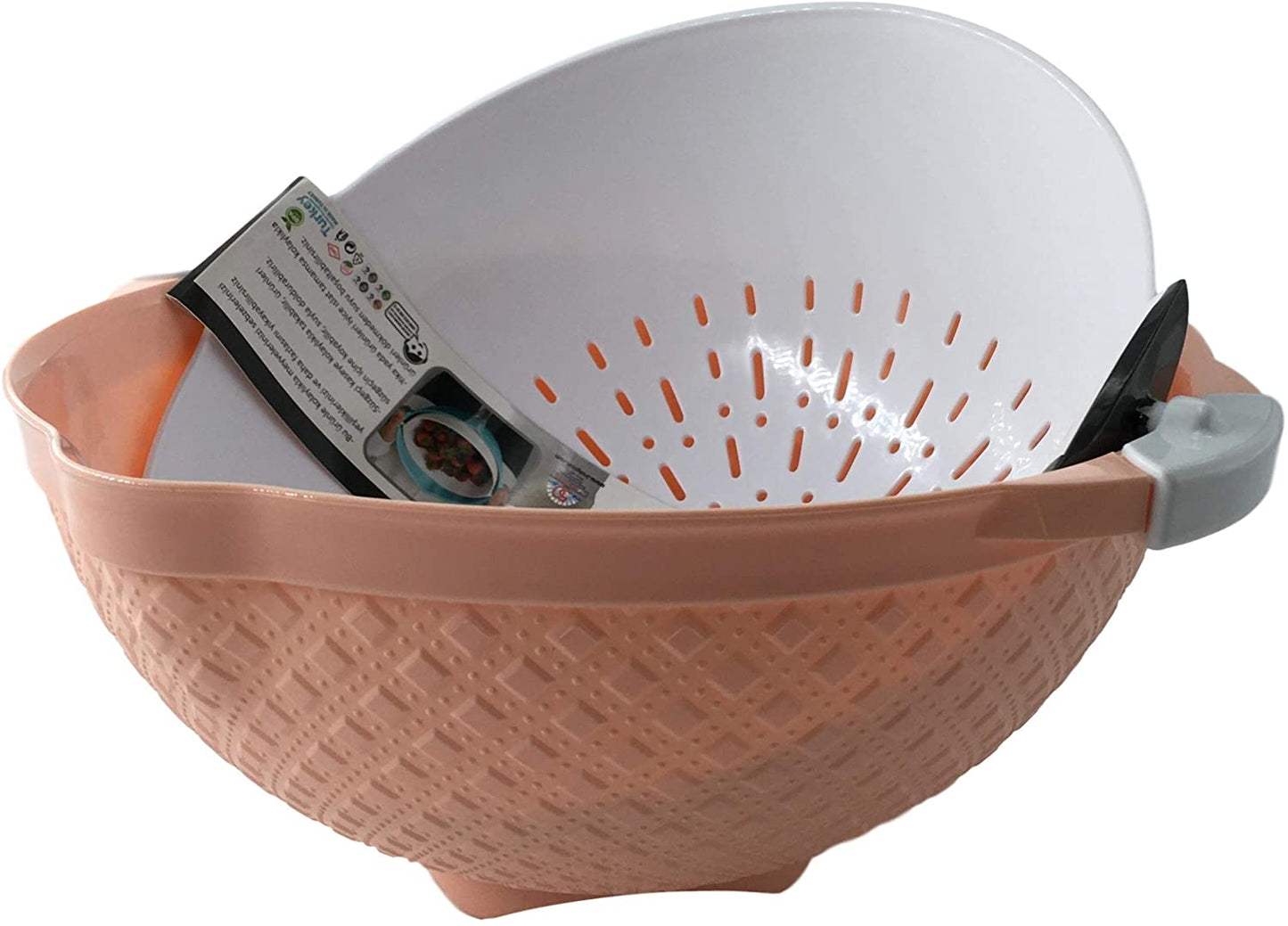 2 in 1 Strainer Colander Rotatable Bowl, Washing Veg, Fruit Basket