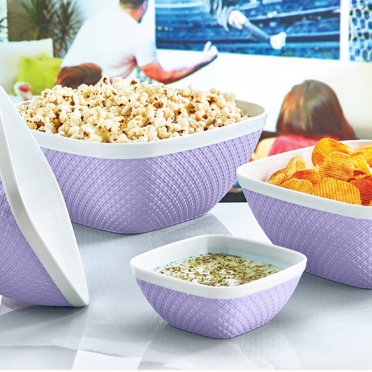 Set of 3 Snack Bowl, Strong Plastic Serving Food Safe Great for Serving Sauces,Pop corn,Dips, & much