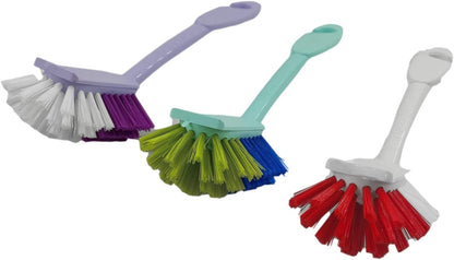 3 Dish & pan Scrubbing Brushes, Sink Brush with Hanger for Kitchen & Bathrooms