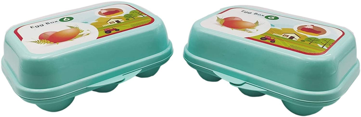 Set of 2 Portable Egg Box 6 Egg Holder, Container, BPA Free, Clip Lock