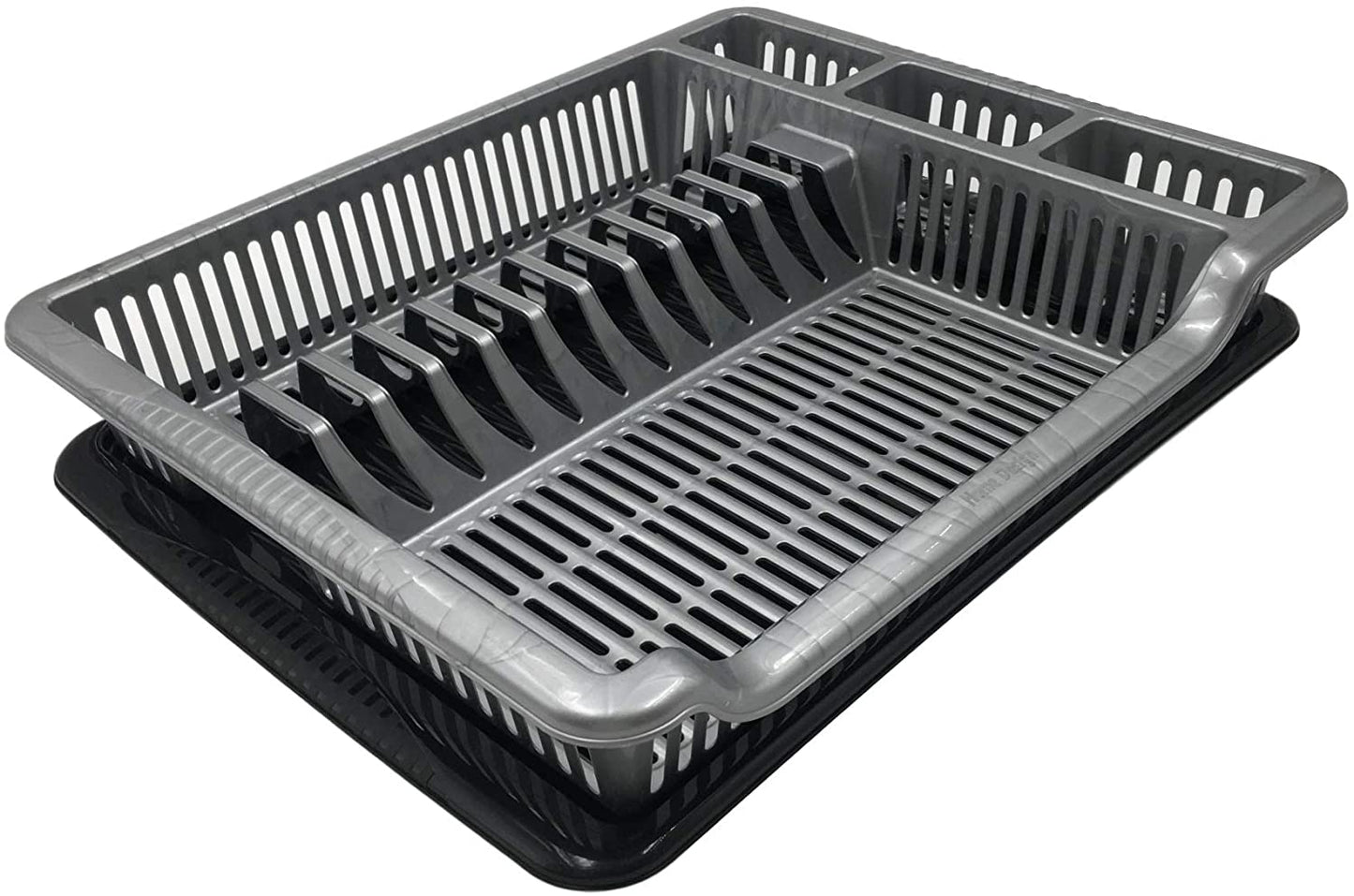 Large Dish Drainer Plate Cutlery Rack Holder with Drain Board