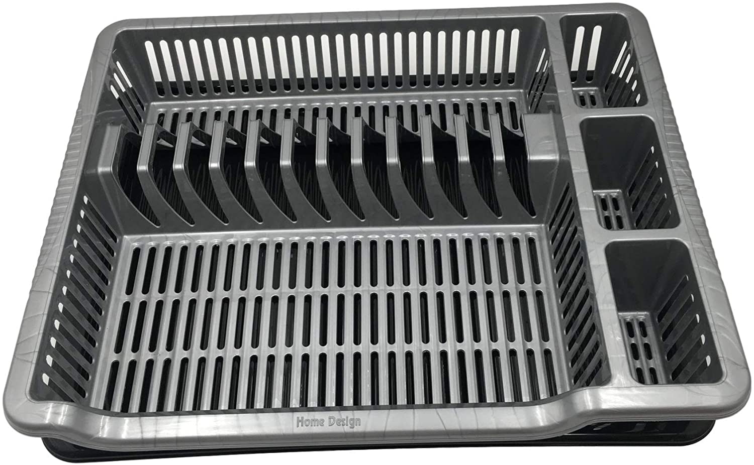 Large Dish Drainer Plate Cutlery Rack Holder with Drain Board