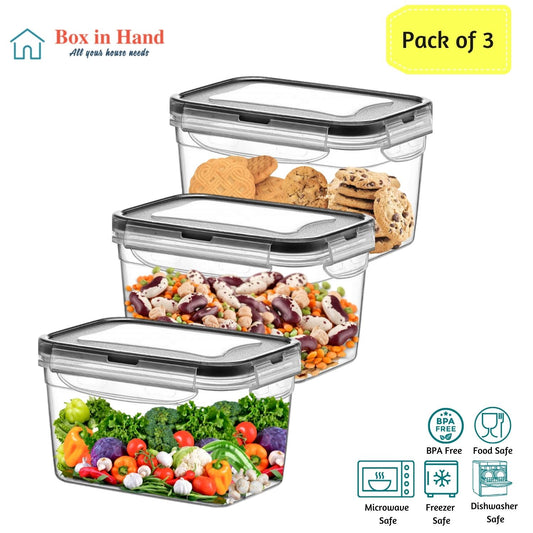Set of 3 Deep 2.4 Lt Food Storage Container Airtight Plastic Container with Lid