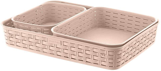 Set of 3 Knitted Storage Baskets, Organiser Boxes and Containers