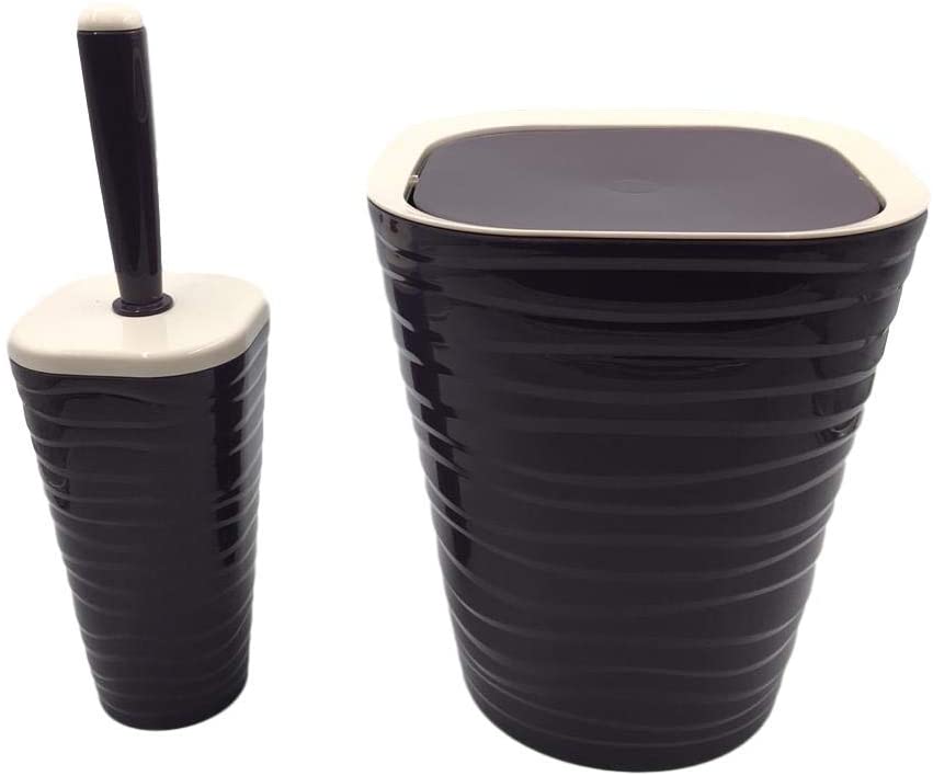 Rattan Style Bathroom set Swing Bin & Toilet Brush