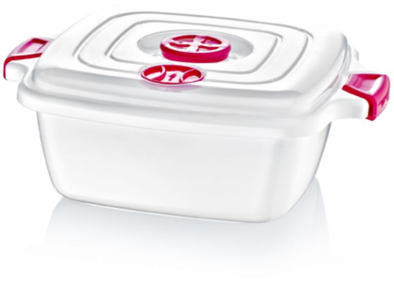 Set of 2 (3.4 lt) Large Square Microwave Food Container steamer with vented lid