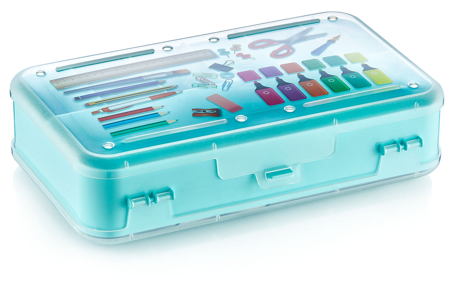 SET of 2 Medium Plastic Sewing Box, Pencil, Pens, Accessories, Storing & Organising