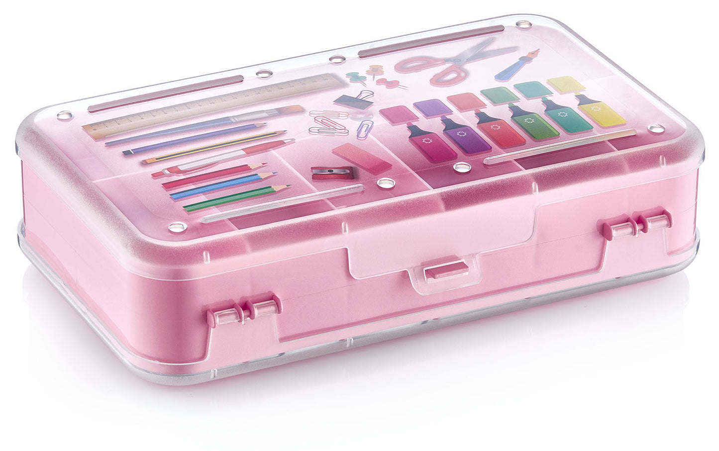SET of 2 Medium Plastic Sewing Box, Pencil, Pens, Accessories, Storing & Organising