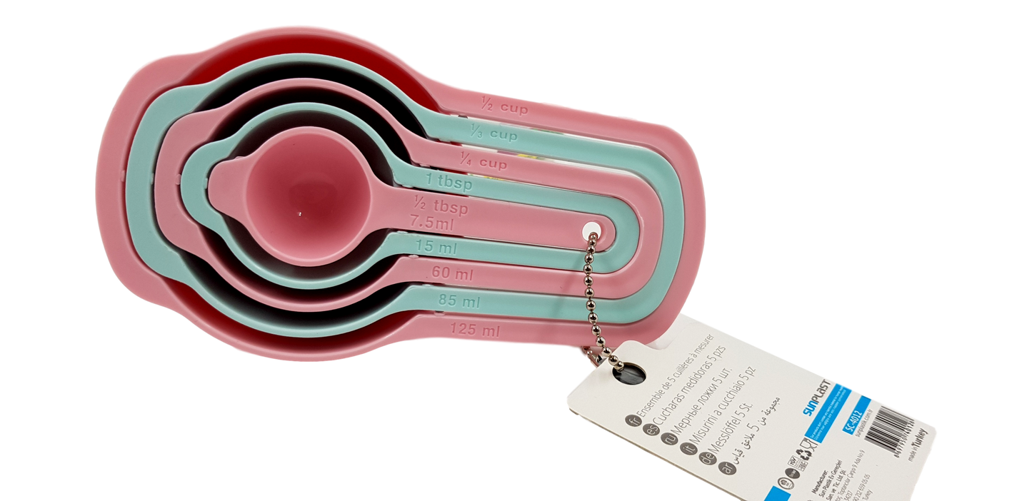 5 Piece Plastic Measuring Spoons Set Kitchen Cups Utensil Cooking Baking Tool