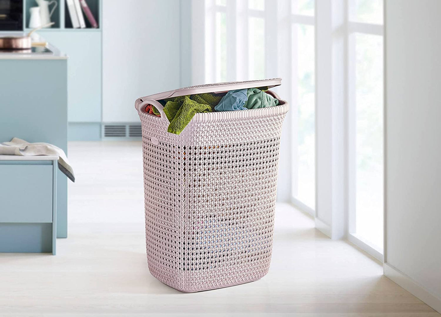 Laundry Basket Wash Basket for Laundry with lid and handle Rattan Design