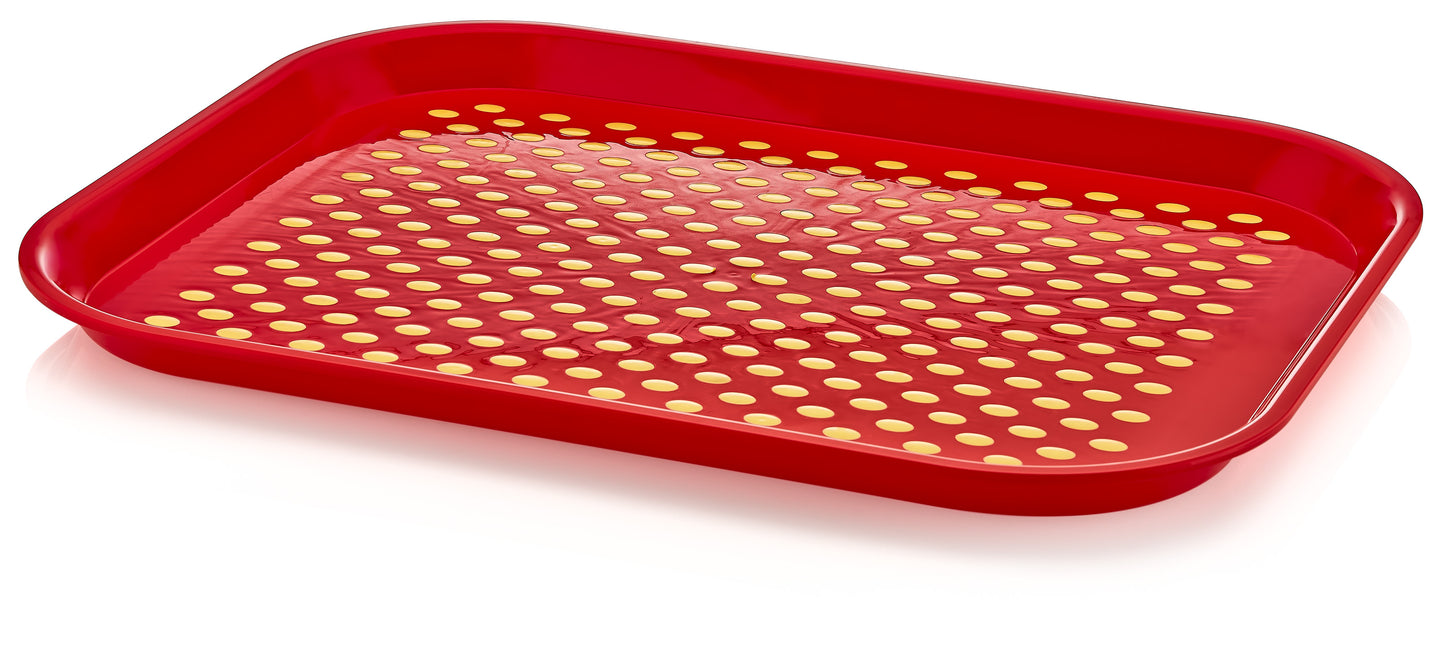 red serving tray