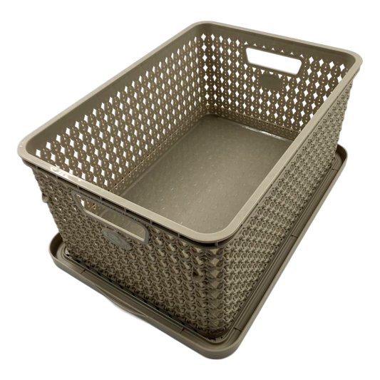 (Set of 2) 10 Litre Deep Knitted Storage Basket Organizer Box Container with Lid