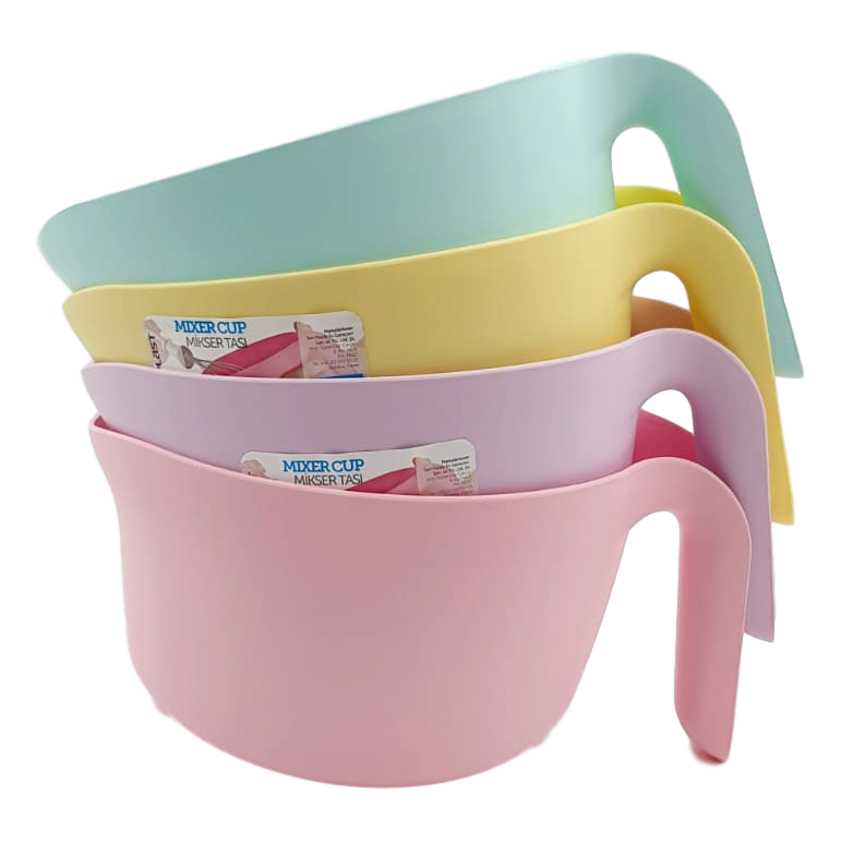 Plastic Kitchen Mixing Bowl with Non-Slip Base and Handle Mixer Cup