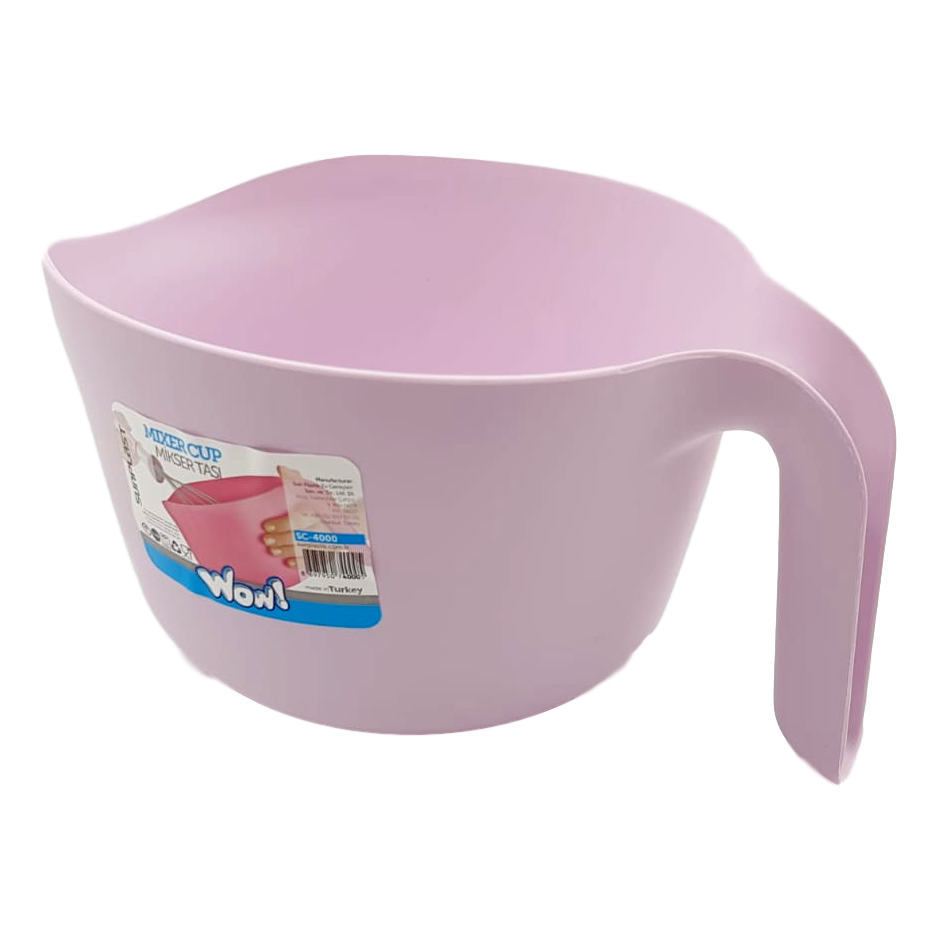 Plastic Kitchen Mixing Bowl with Non-Slip Base and Handle Mixer Cup