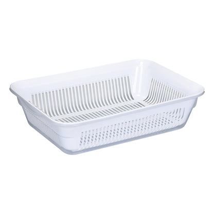 (4.50 LT) Plastic Rectangle Strainer Rice,Veg, fruits Washing Basket, Detachable Colanders