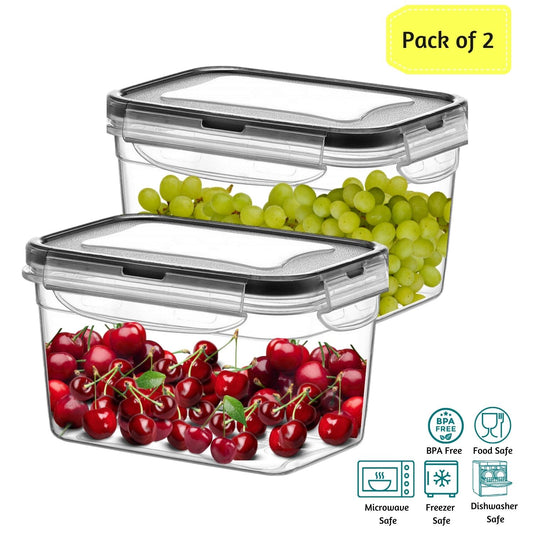 (SET of 2) 4.5 L Deep Plastic Airtight Food Container Clear Pantry Storage
