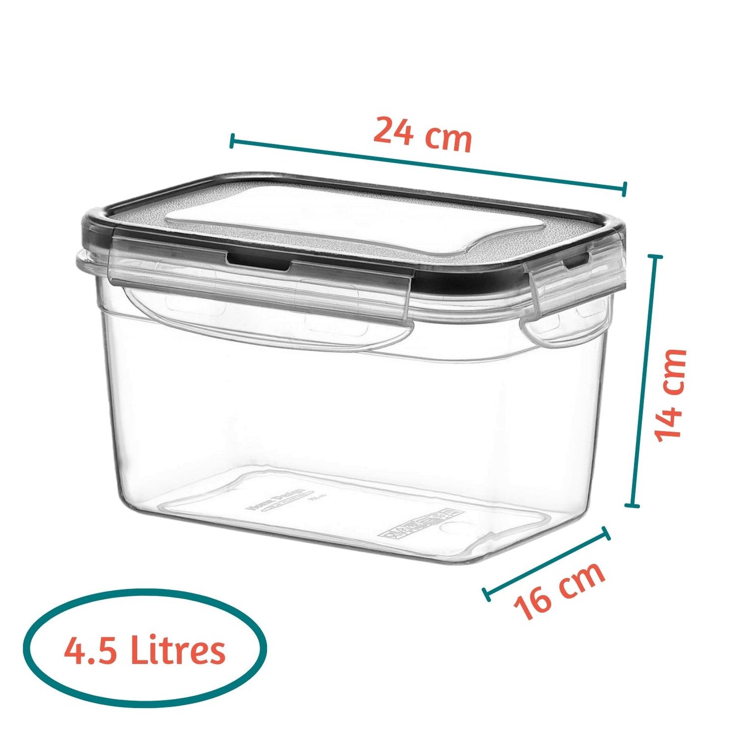 (SET of 2) 4.5 L Deep Plastic Airtight Food Container Clear Pantry Storage