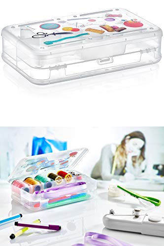 SET of 2 Medium Plastic Sewing Box, Pencil, Pens, Accessories, Storing & Organising