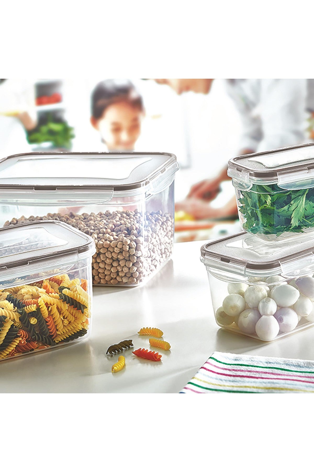 Set of 3 Deep 2.4 Lt Food Storage Container Airtight Plastic Container with Lid