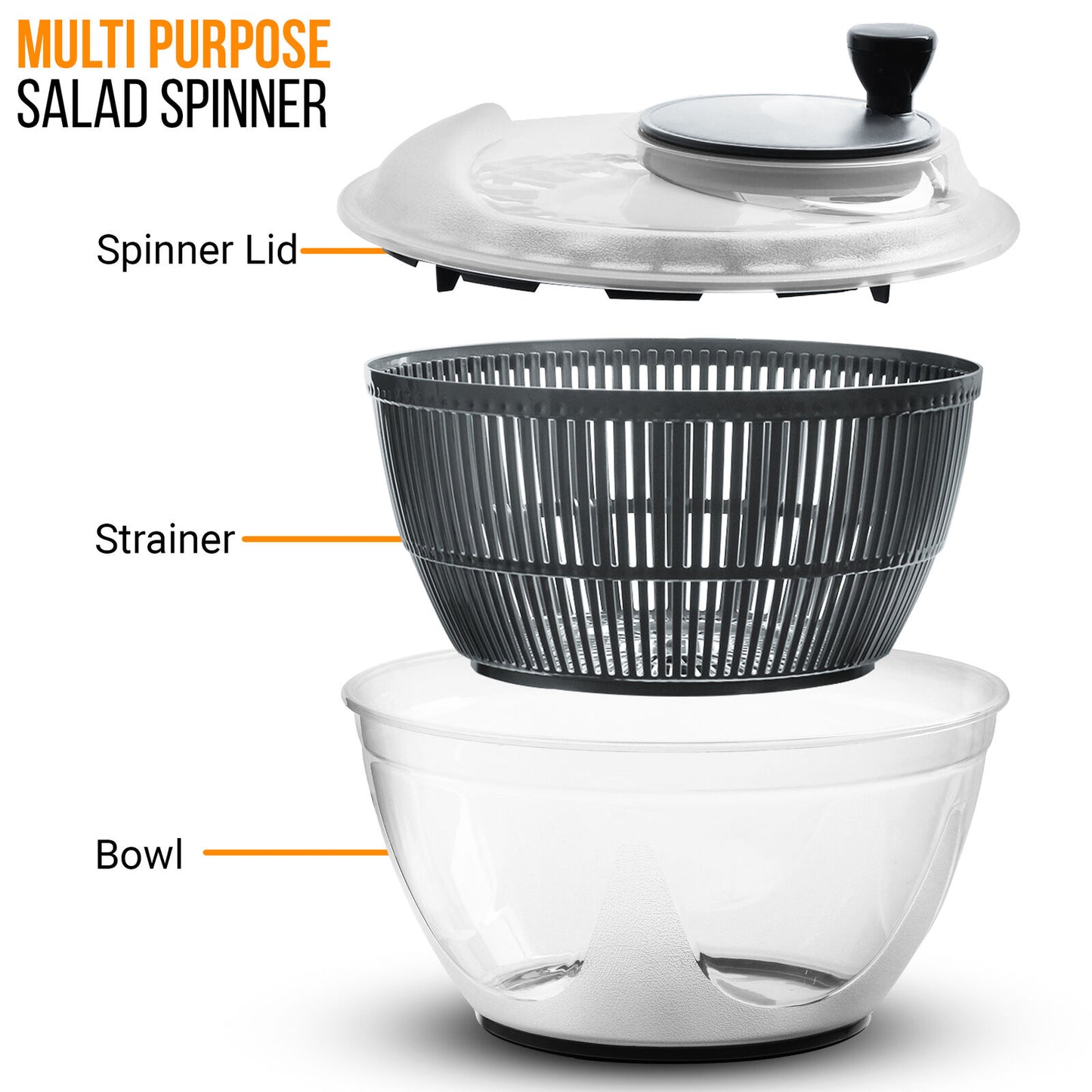 4.75 L Large Salad Spinner leaf Dryer Drying Lettuce Veg Drainer and Colander