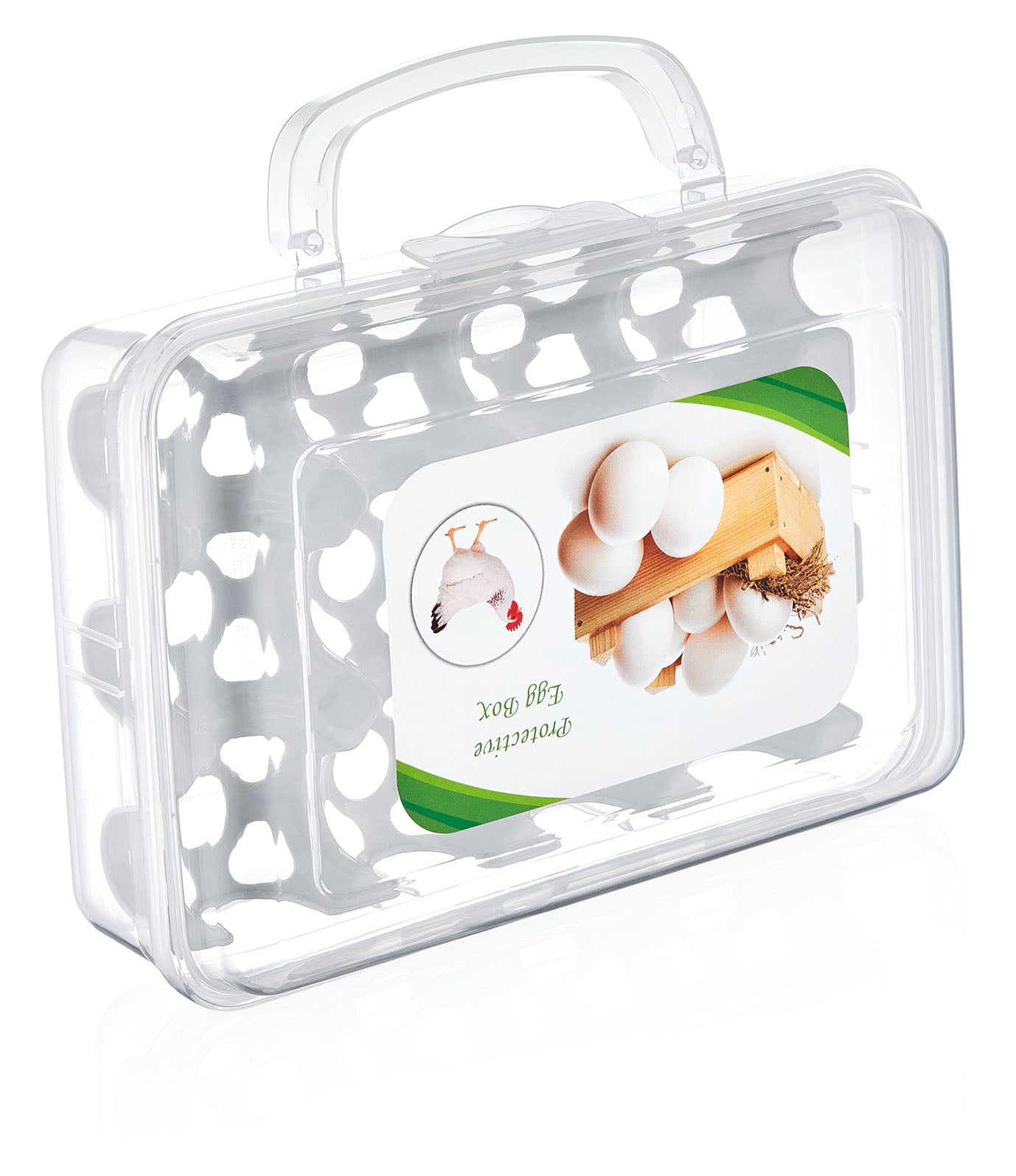 Set of 2 Portable Egg Box Egg Holder, Container, Clip Lock with Handle