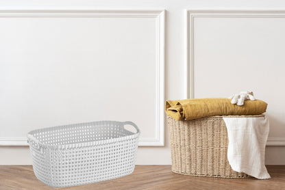 30 Litre Washing Laundry Basket with Handles Rattan Style