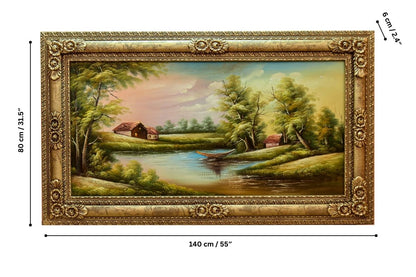 Serene Lakeside Artwork Unique Art Piece For Living Room Realistic Nature Scene