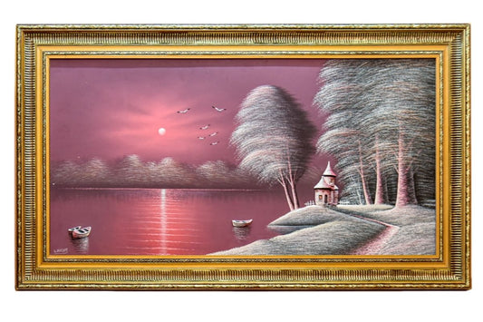 Transform your home with this beautiful hand-painted wall art from Handmade EGY. Featuring a peaceful lakeside sunset with 3D elements, framed in a luxurious gold frame and crafted on durable wood. Ready to hang, with free UK delivery and international shipping. Shop now to bring timeless elegance to your decor or gift!