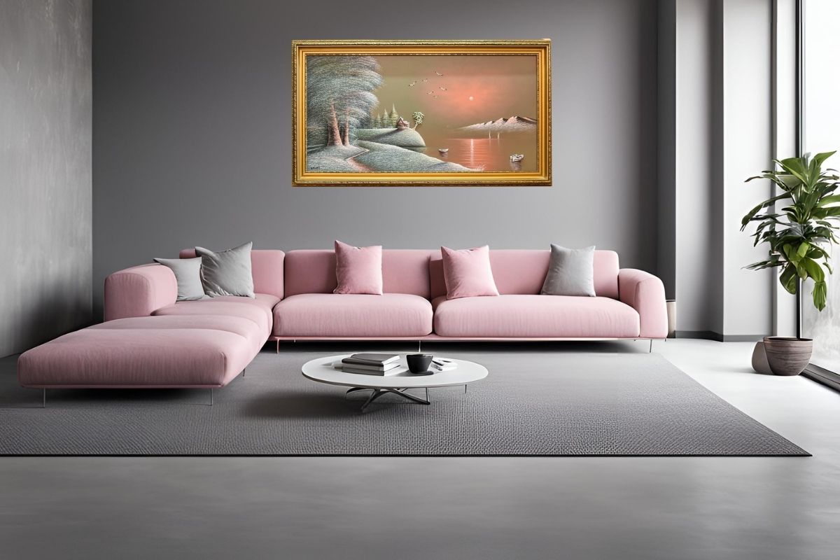 Enhance your home with this stunning hand-painted wall art from Handmade EGY. Featuring a tranquil sunset lakeside scene with 3D elements, framed in an elegant gold frame and crafted on wood for lasting durability. Ready to hang oil painting with free UK delivery and global shipping. Shop now to elevate your wall decor!