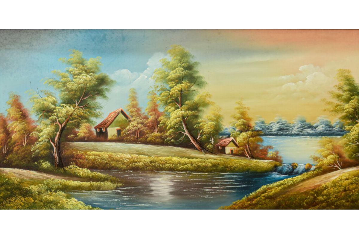Transform your home with this hand-painted oil painting from Handmade EGY. Featuring a tranquil lakeside scene framed in elegant champagne, it’s painted on durable wood for long-lasting beauty. Ready to hang and handcrafted in Egypt. Shop now to add timeless charm and serenity to your space