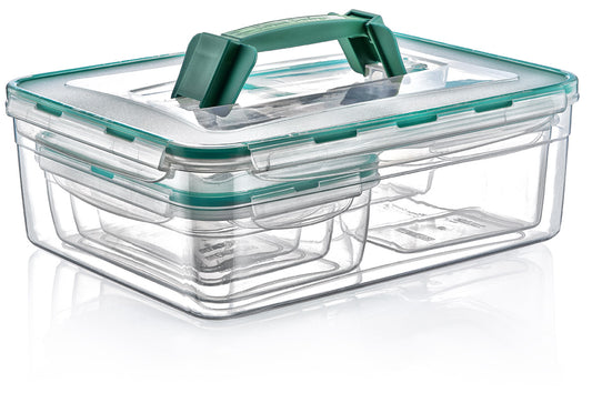 Set of 6 Airtight Food Storage Container in Assorted Shapes with Lid handle