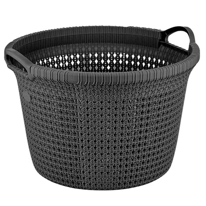 35 Litre Round Wash Basket for Laundry with Handles Spacious Rattan Design