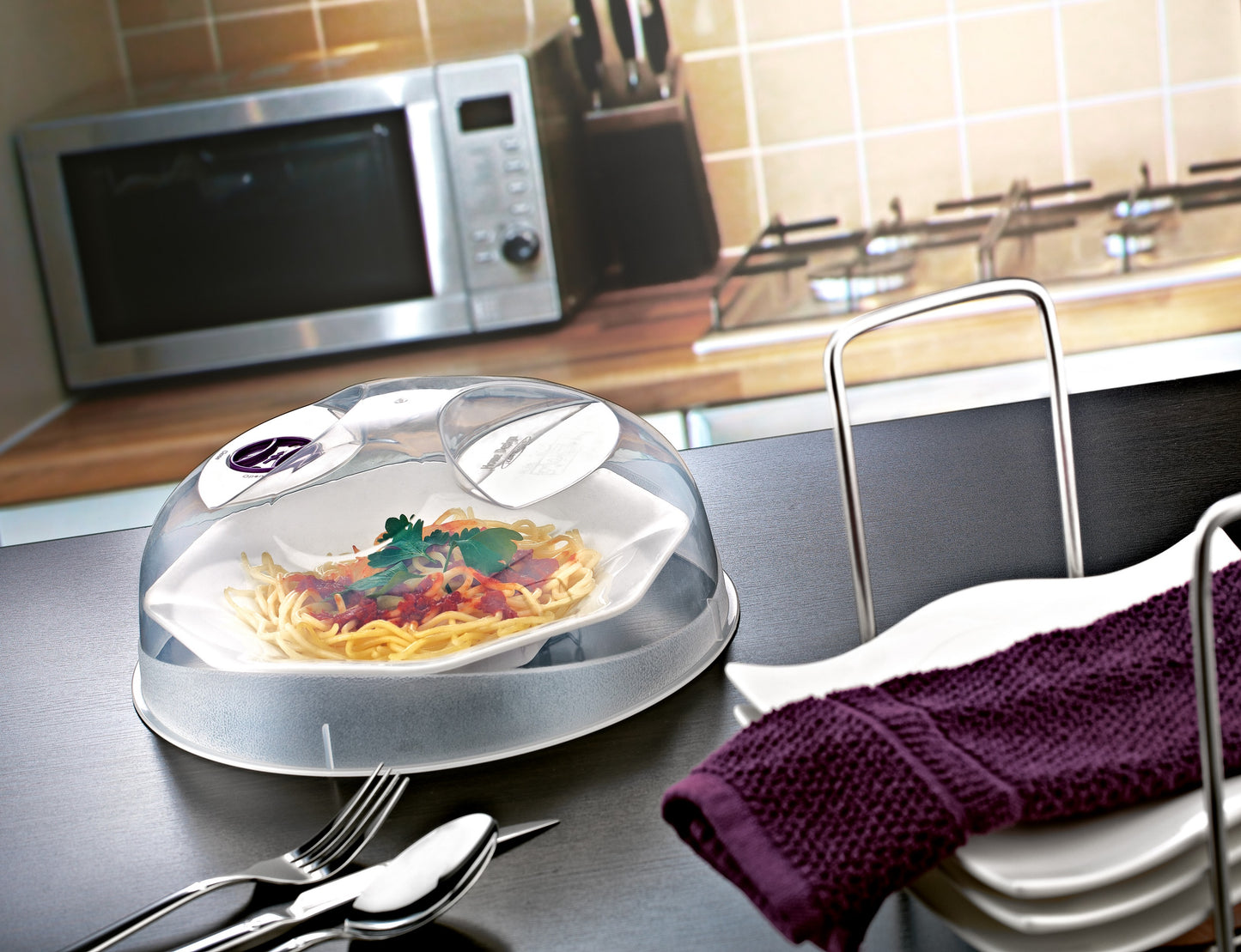 2 Microwave Food Cover Vented lid Splatter Protector Dish Cover Plate Warmers