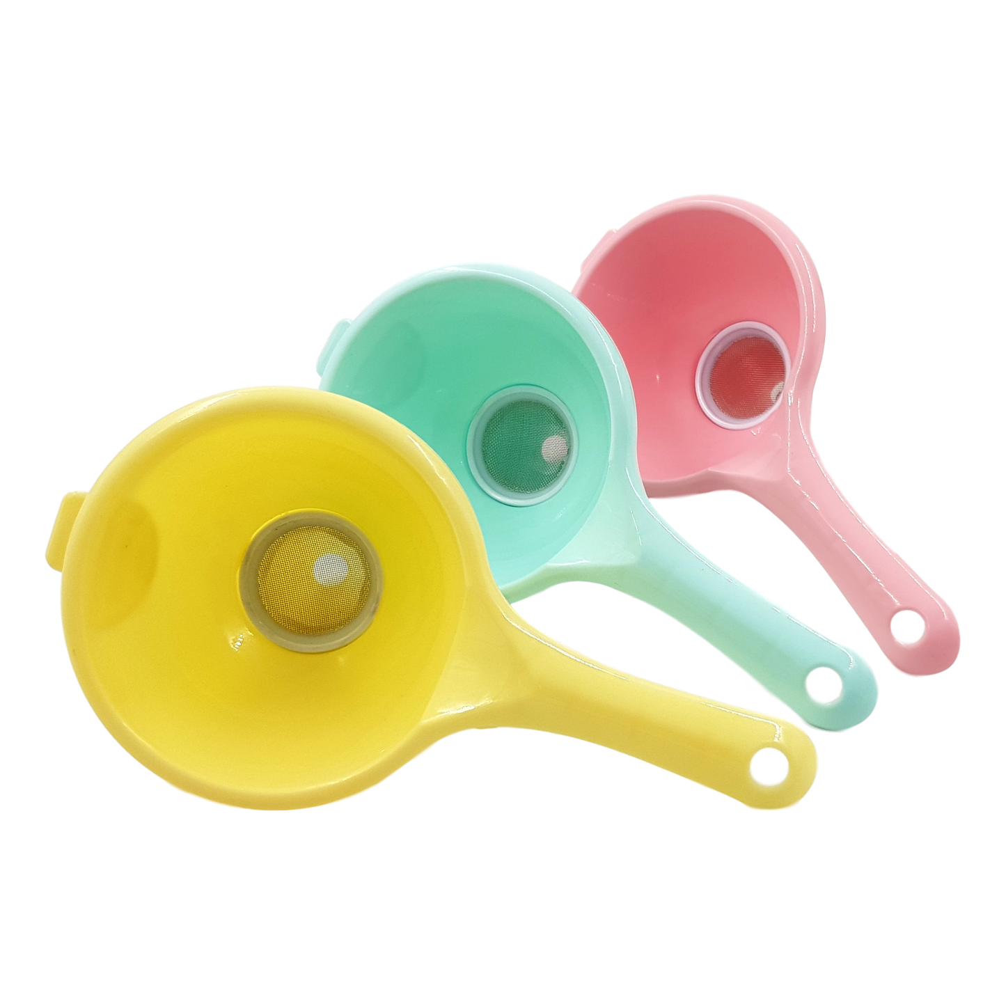 Set of 2 Multi-Purpose Plastic Oil/Juice/Vinegar Funnel with Built in Strainer