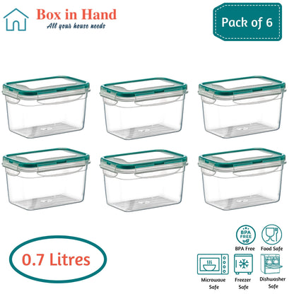 6 x (0.7 LT) Food Storage Containers Airtight Plastic Containers with Lids