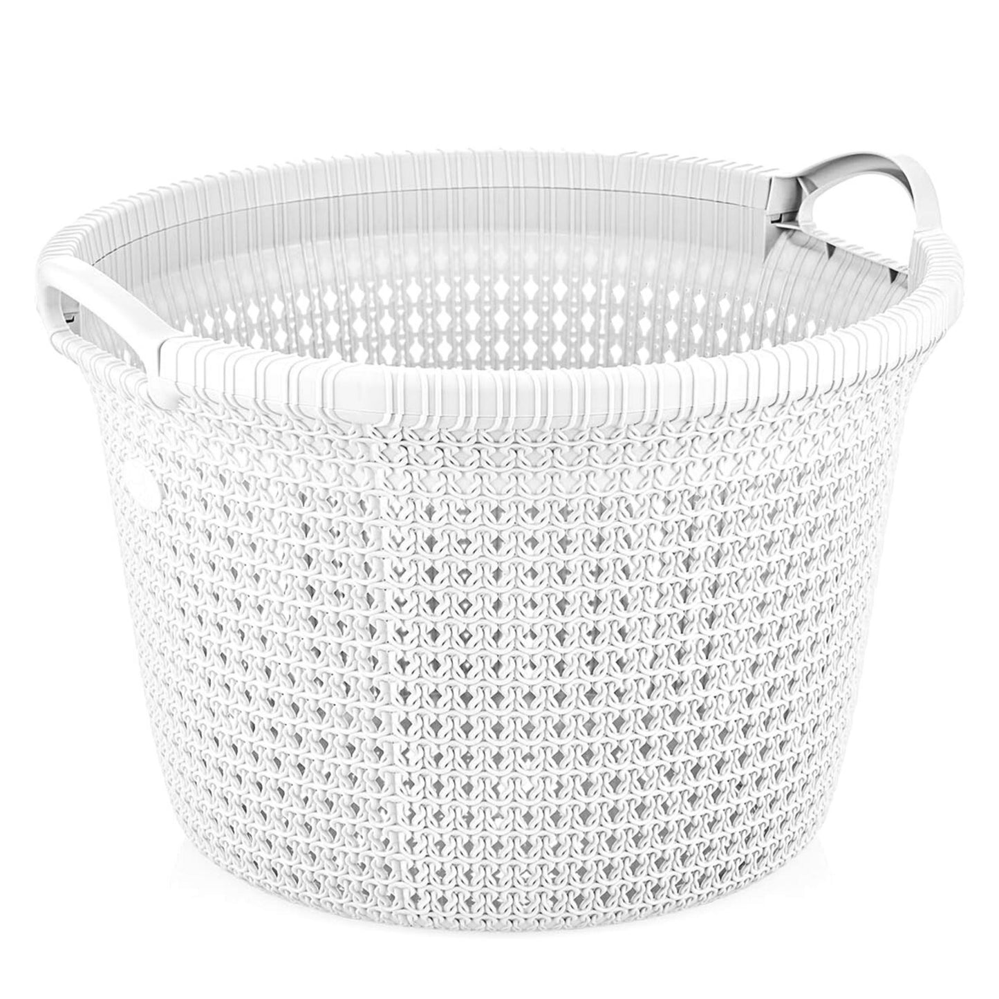 35 Litre Round Wash Basket for Laundry with Handles Spacious Rattan Design