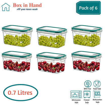 6 x (0.7 LT) Food Storage Containers Airtight Plastic Containers with Lids