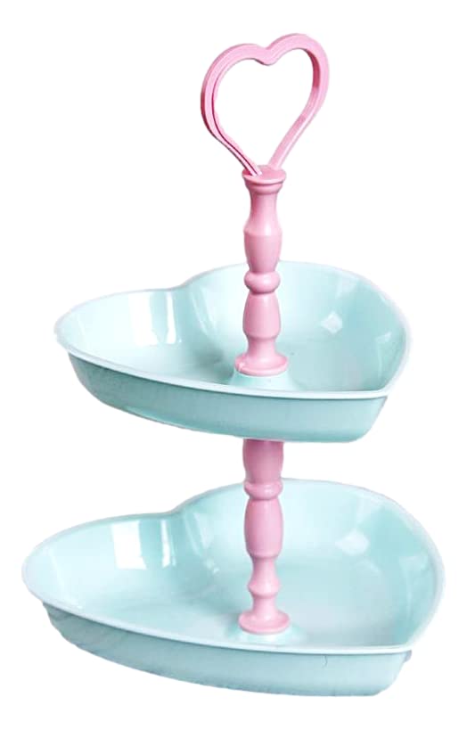 Set of Two Plastic Sweet & Mini Cupcake 2 Heart Shaped Tier Holder Tray