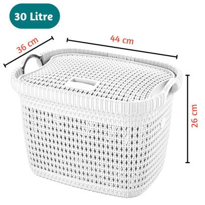 Merwy Laundry Basket Washing Clothes Storage Hamper Rattan Style Plastic Basket