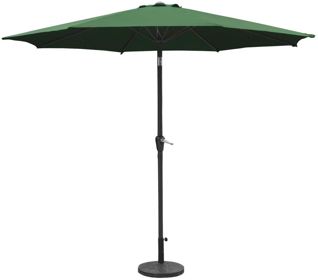 GardenKraft Dark Green Outdoor Garden Parasol Tilt & Crank 270x270x240cm