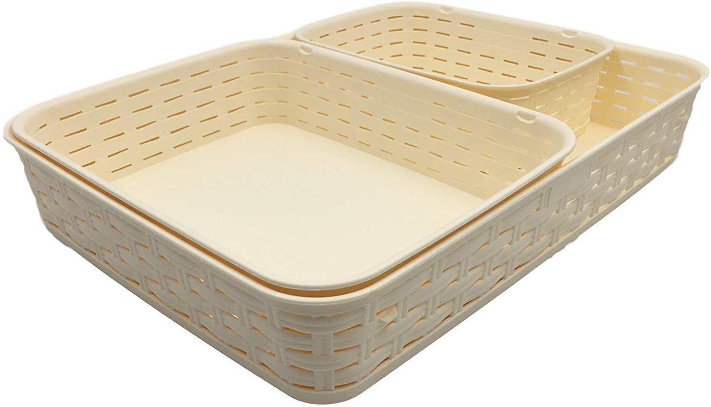 Set of 3 Knitted Storage Baskets, Organiser Boxes and Containers